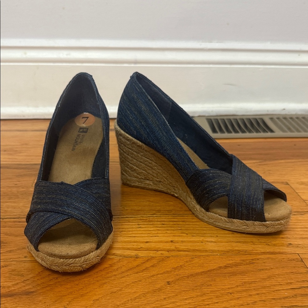 White Mountain Navy Wedge Espadrilles